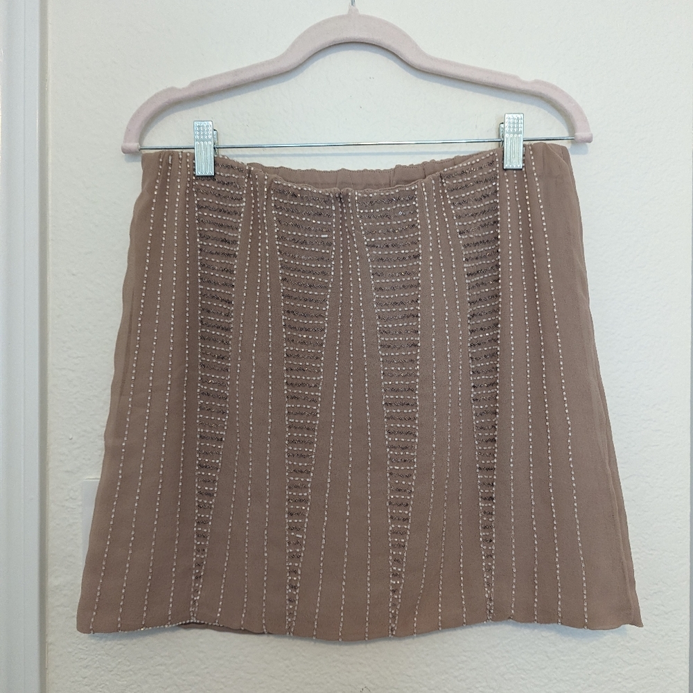 Blush pink beaded mini skirt